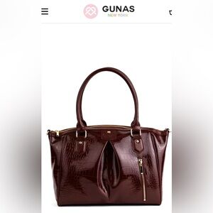 Maroon Crocodile-Embossed Tote